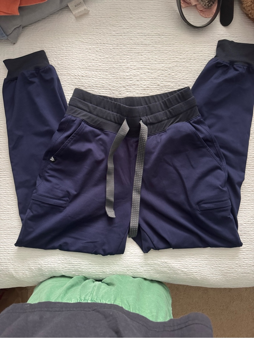 Navy Blue Drawstring Jogger Scrub Pants